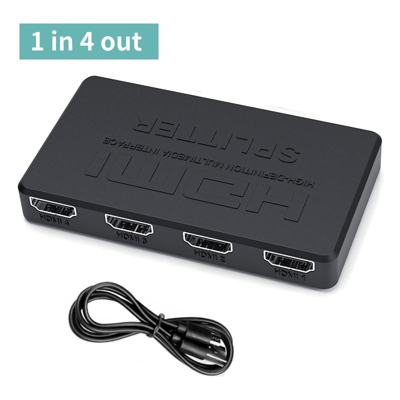 1 In 4 Out 4K HDMI Splitter Switcher HD-MI Switch Adapter 4port Hub 1080P Video Distributor for TV PC Laptop Monitor Projector