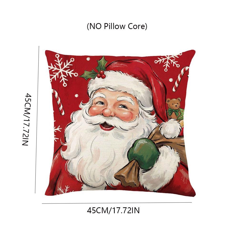 4Pcs Snowman Christmas Pillow Covers Xmas Tree Throw Cushion Case Holiday Cushion Cover Bedroom