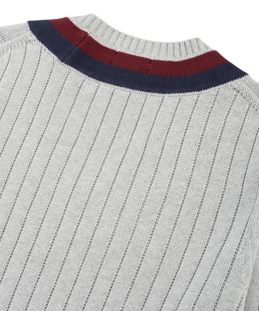 BROOKS BROTHERS Cotton Tennis V-Neck Sweater (Grey) (Bbwtmf8474Wes)