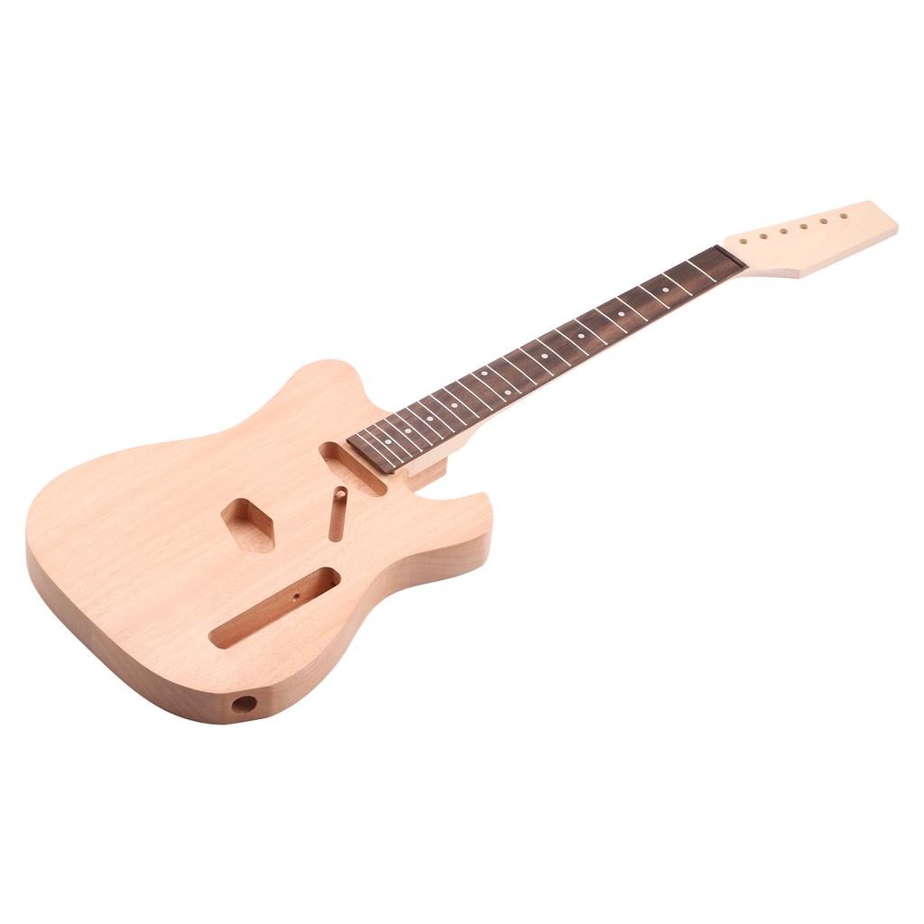 Незаконченная электрогитара DIY Kit Корпус из красного дерева, клен, гриф, накладка на гриф из палисандра