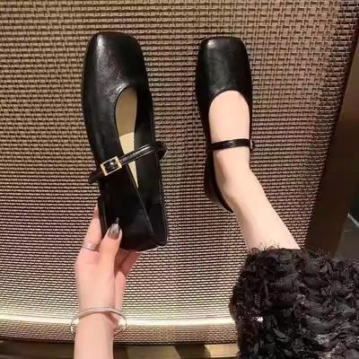 Туфли-лодочки с квадратным носком и неглубоким вырезом, женские новые, к юбке, нежные туфли, мягкие балетки Мэри Джейн, маленькие кожаные туфли