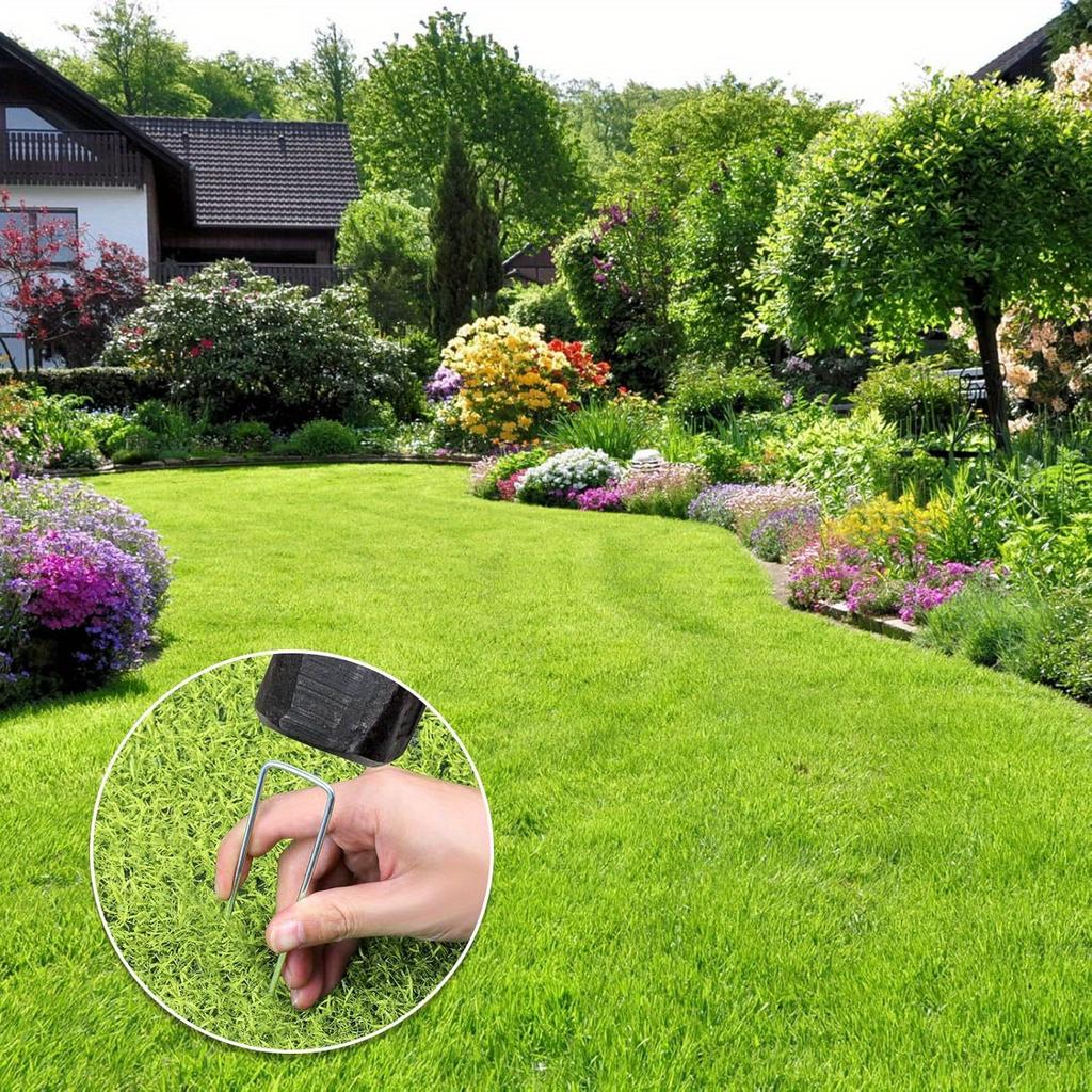 U-образные колья для палаток, маты для земли, 1 гвоздезабивной пистолет, садовые колья, оцинкованные ландшафтные шипы, колья для земли для ландшафтного дизайна, крепление ткани для защиты от сорняков