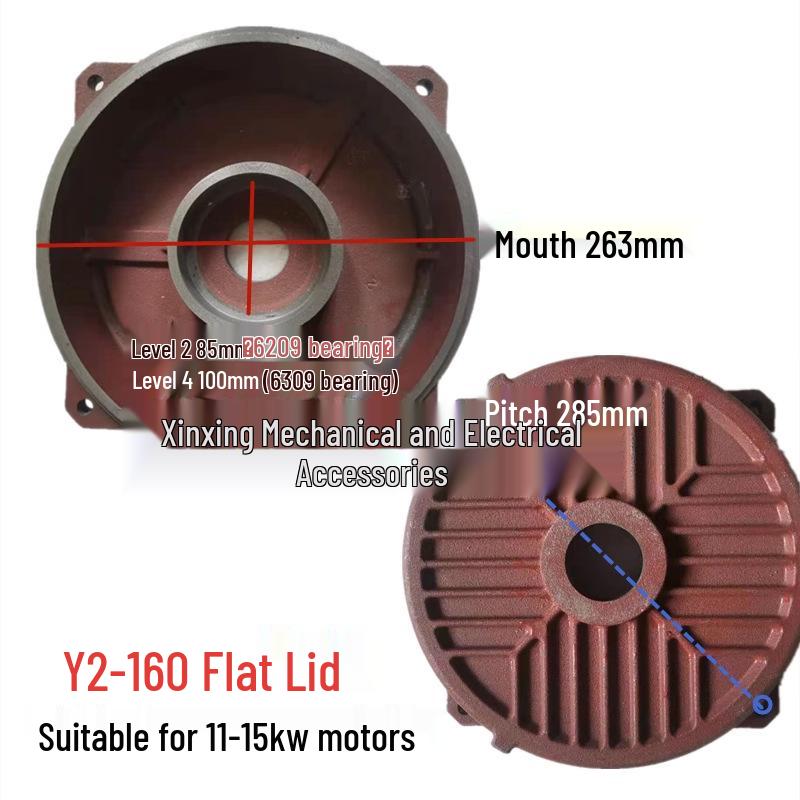 Y2-160 Motor Covers: Horizontal Front & Rear, Vertical Rear, Flat Cover for 11-15 kW Motors.