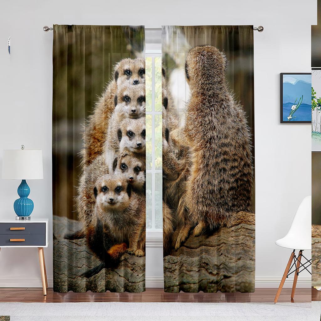 Красная Панда Прозрачная Вуалевая Занавеска для Гостиной Спальни Кухни эл Декор Милая Животная Шифоновая Отделка Оконная Тюлевая Занавеска