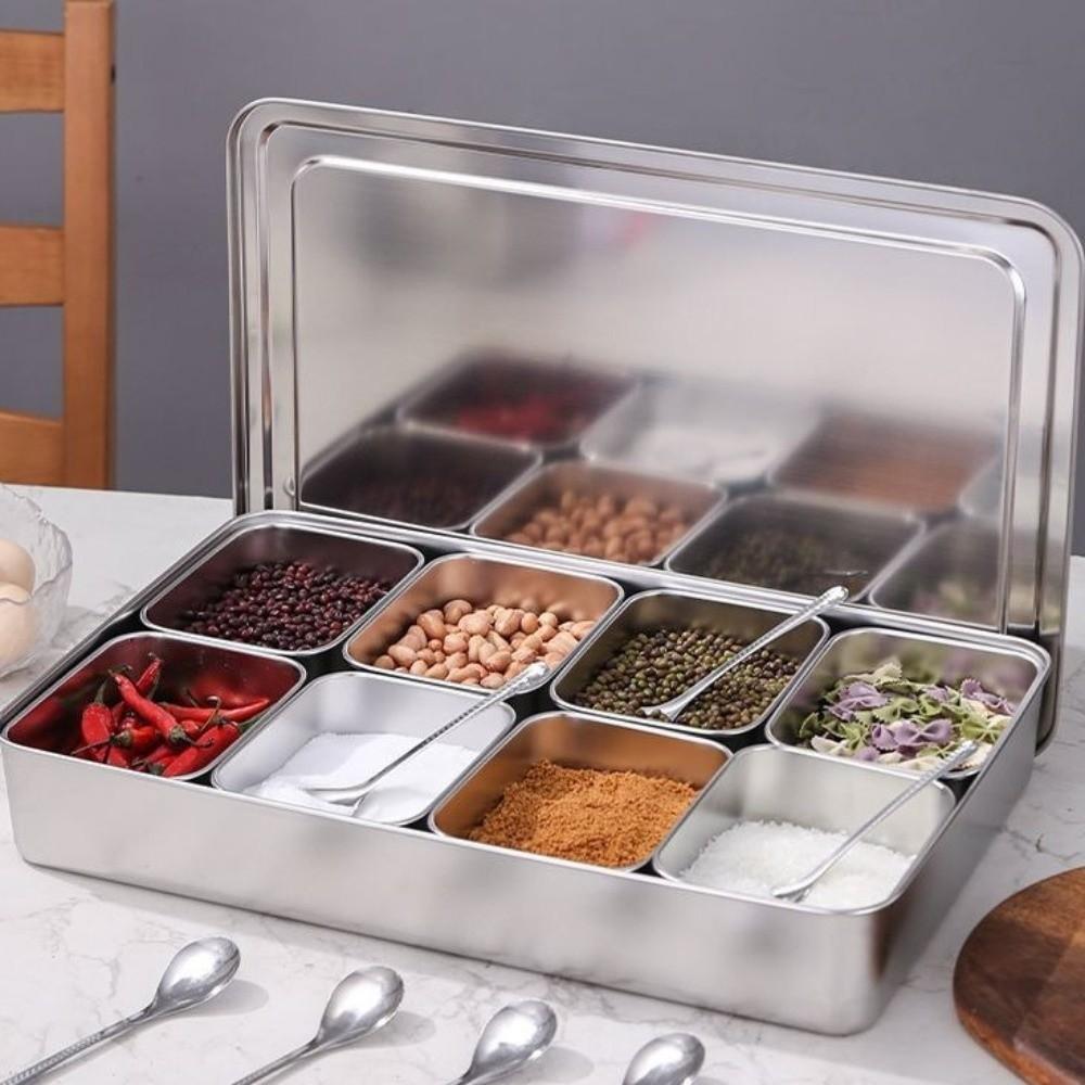 2/34/6/8 Compartment Condiment Container Rectangle Shape Spice Jar Storage Set Outdoor Stall