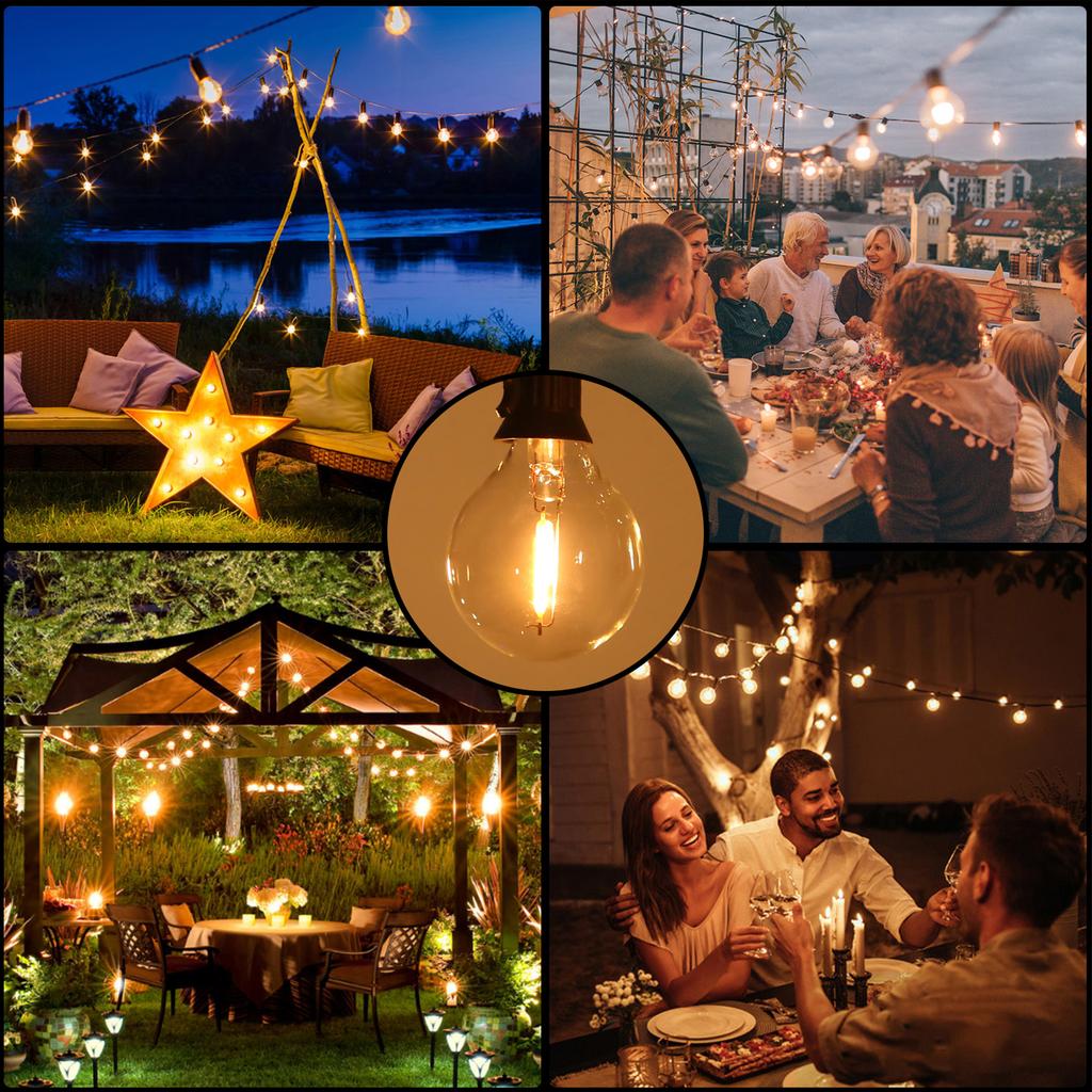 AC230V Globe LED G40 Bulb Lamp 25 Pack E12 Base Socket Holder IP44 Water Resistance Warm White for String Light Home Party Decoration Wedding