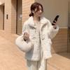 2024 Winter Women's Korean Style Horn Button Imitation Rabbit Fur Coat, Loose Lambswool Fashion