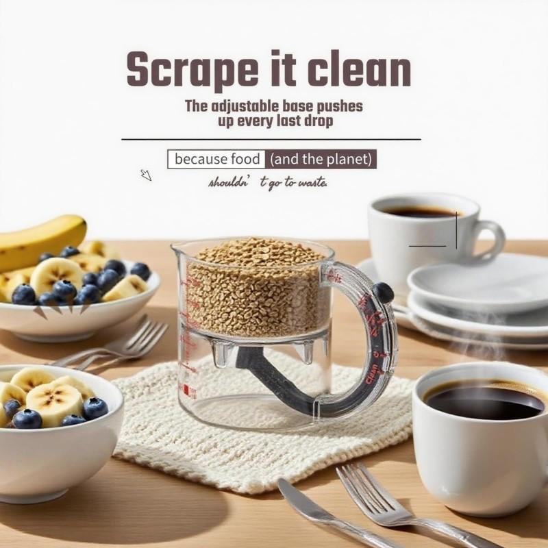 Multi-Functional 4-In-1 Adjustable Measuring Cup Measuring Cup with Scraper-Style Seal Base Measurings Cube Cups For Cooking Baking Ingredients