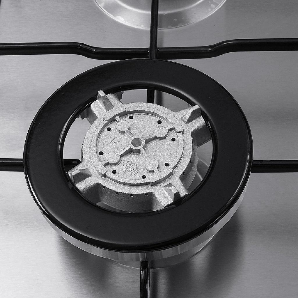 Серебристый + Черный Варочная панель на 4 конфорки Встраиваемая Газовые плиты из нержавеющей стали Газовая варочная панель Кухонный прибор для приготовления пищи Посуда Газовая плита 58*50см