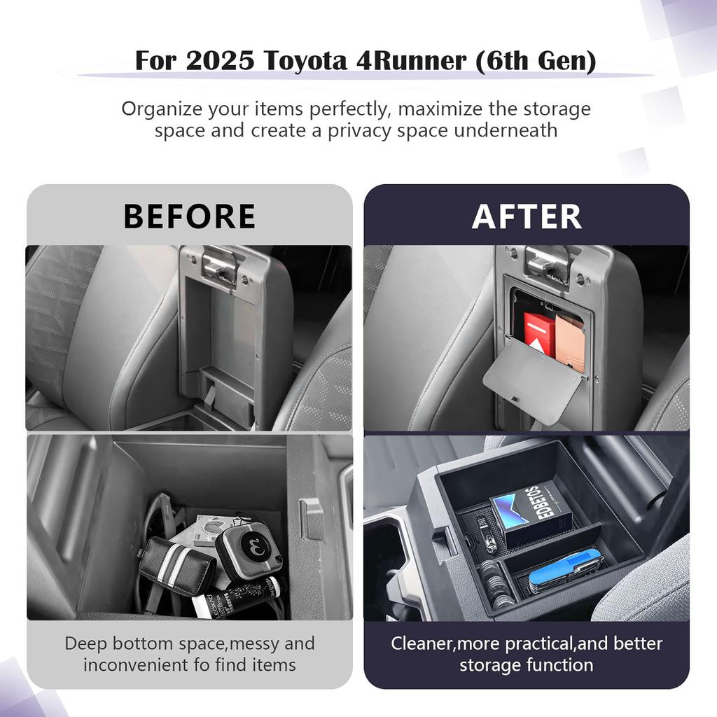 Для Toyota 4Runner 2025 Подлокотник Скрытый Ящик Лоток Органайзер Центральной Консоли Автомобильный Скрытый Ящик для Хранения Аксессуары для Хранения в Салоне Автомобиля