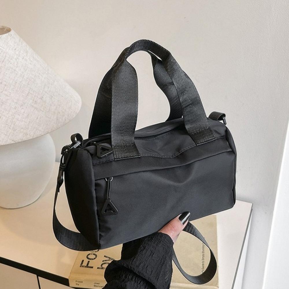 Solid Color Nylon Shoulder Bag Zipper Small Square Bag Casual Canvas Crossbody Bag Girls/boys