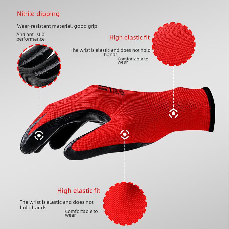 Нитриловые износостойкие нескользящие нейлоновые рабочие перчатки