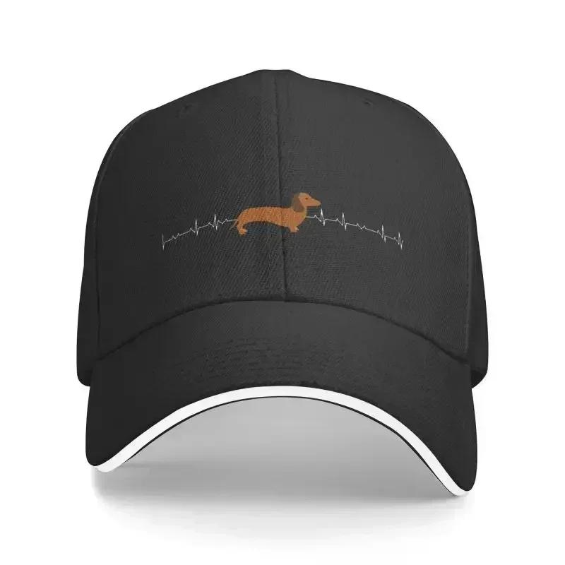 Custom dachshund heartbeat baseball cap Unisex Women adjustable hotdog badger Wiener sausage dog dad hat streetwear