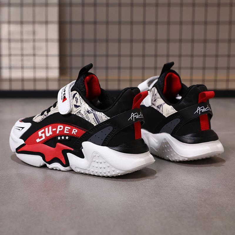 Спортивные детские кроссовки Мальчики Повседневная обувь для детей 5-16 лет Теннис Кожа Нескользящие Модные Беговые кроссовки