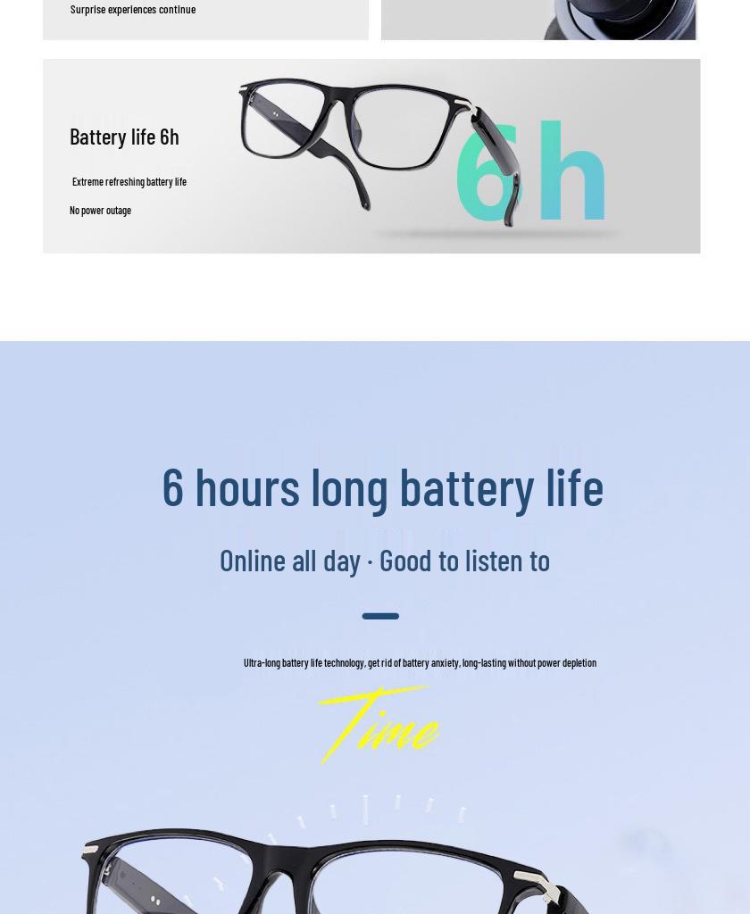 Premium AI Translation Smart Glasses with Music, Calls, Noise Reduction, Meeting Notes, and Extended Battery Life