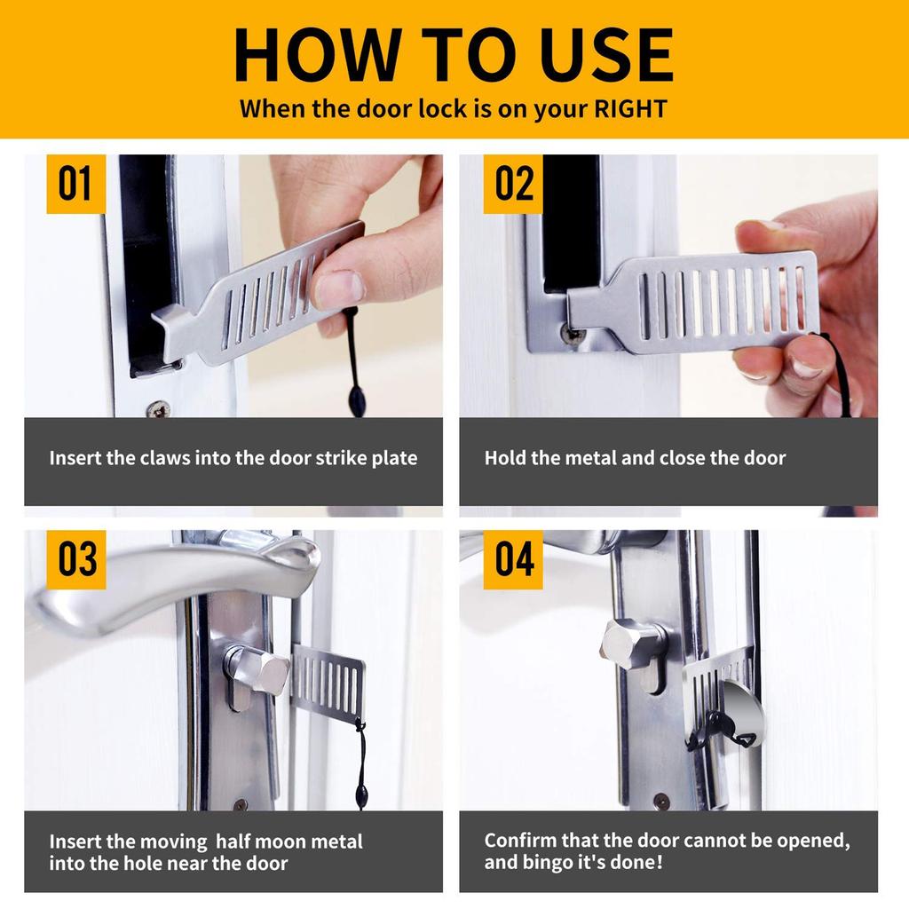 Портативный дверной замок для путешествий - улучшенный дорожный дверной замок, дверной замок для отеля, устройство безопасности для квартиры, дверь