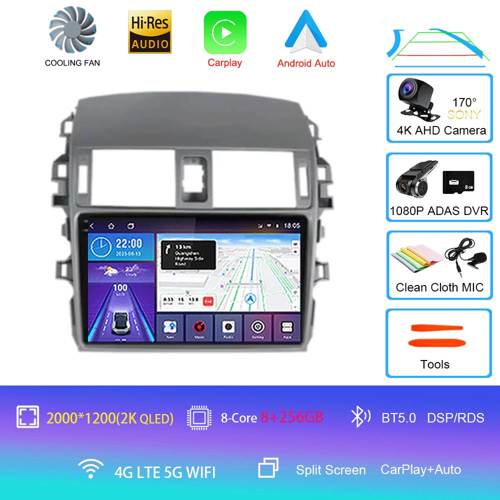 Android 14 автомобильное радио Carplay для Toyota Corolla 10 E140 E150 2006 - 2013 навигация GPS стерео блок Android Auto без 2din 5G Wifi