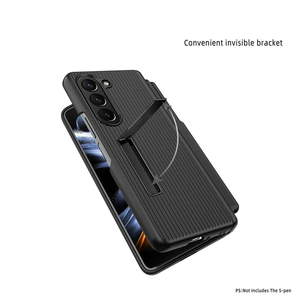 Матовый кронштейн складной шарнир держатель ручки для Samsung Galaxy Z Fold 5 чехол с закаленной пленкой противоударный подставка защита твердый задний защитный чехол