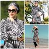 Banana Leaf Print Set Muslim Women Modest Seaside Swimwear Full Coverage Swimsuit Beachwear Burkini Swimsuit Set (Without Headscarf)