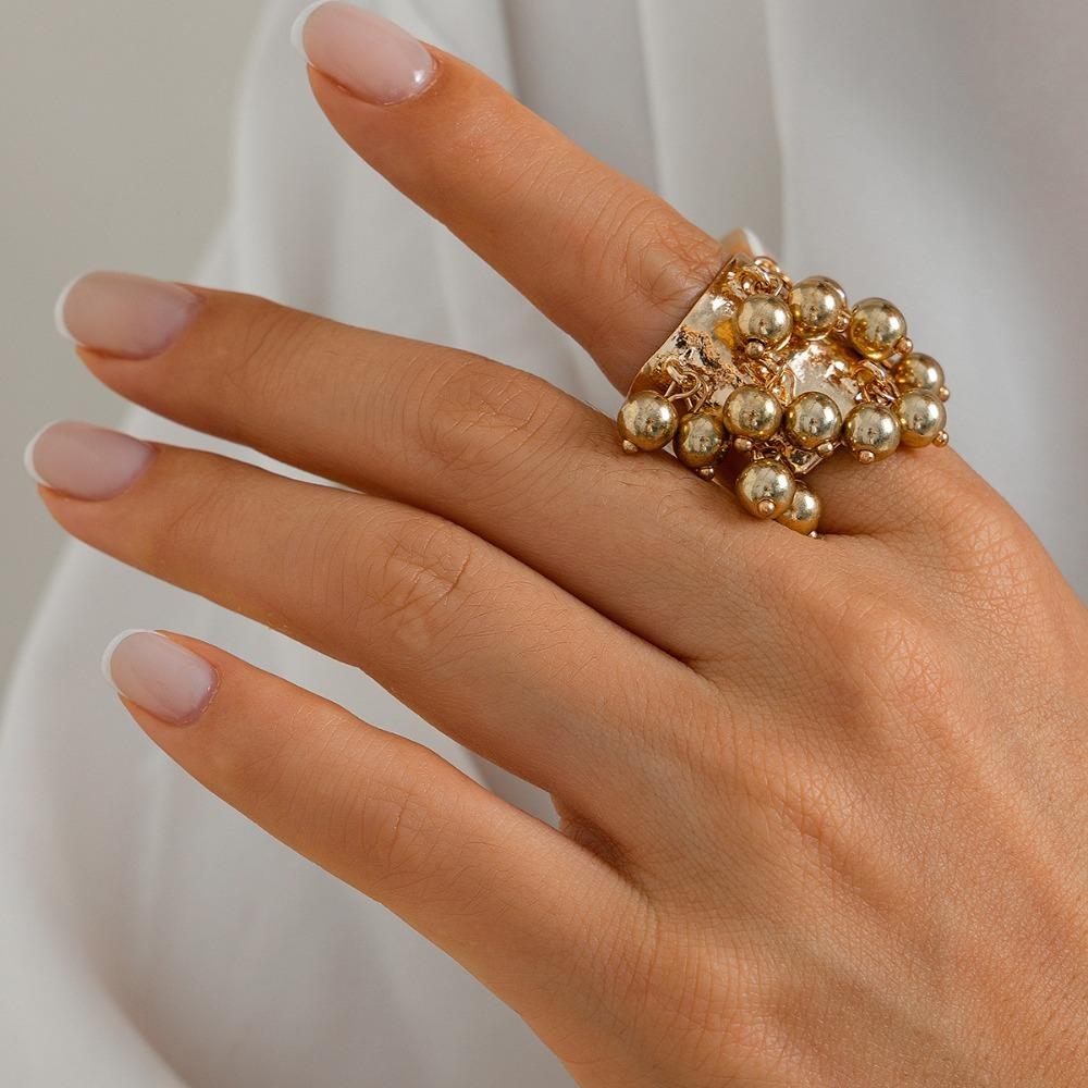 Colored Open Finger Ring Beads Ball Fashion Ring Exaggerated Small Ball Ring