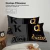 3pcs Fashionable Black Gray K and Q Design Printed Bedding Set, Soft, Comfortable and Breathable Duvet Cover, Bedroom, Hotel