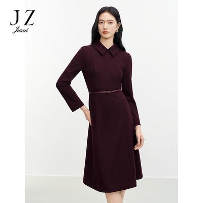 Женское винтажное платье JUZUI с блеском, шерстяное, с лацканами, на поясе