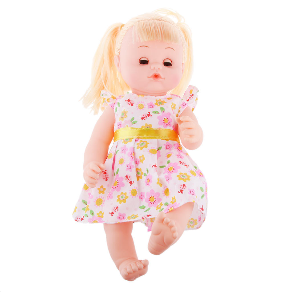 Realistic Silicone Baby Doll Vinyl Lifelike Baby Girl in Pink Floral Dress