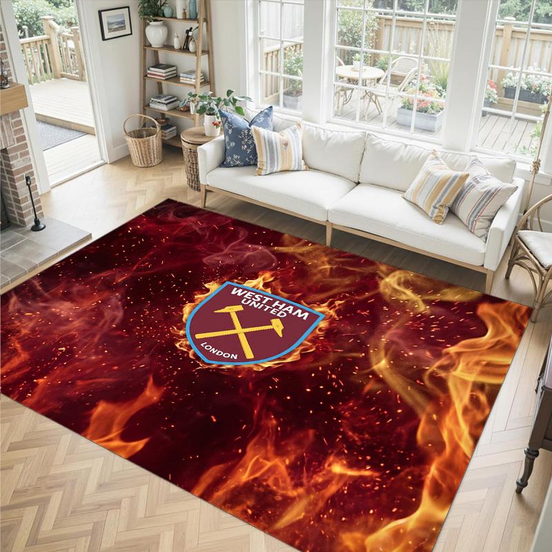West Ham United Football Design Crystal Velvet Carpet Cozy Non?Slip Printed Rug For Bedroom Living Room Entrance