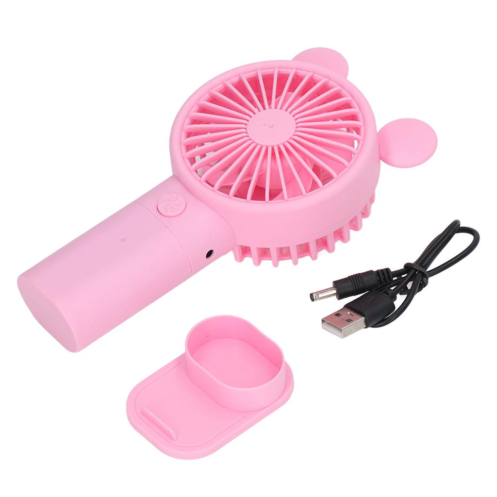 Handheld Fan Plastic USB Battery Dual Drive Built In Lithium Battery Mini Desk Fan for Summer Pink