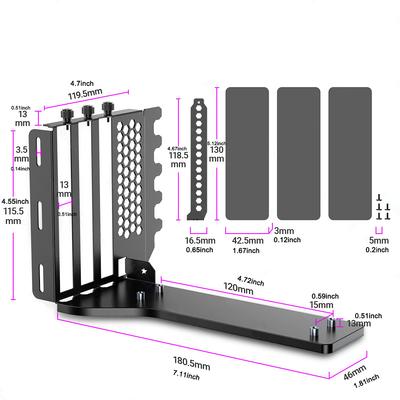 Качественный металлический держатель для видеокарты PCIe с кронштейнами для вертикальной установки