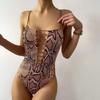 Женский сексуальный цельный купальник со змеиным принтом и полой веревкой