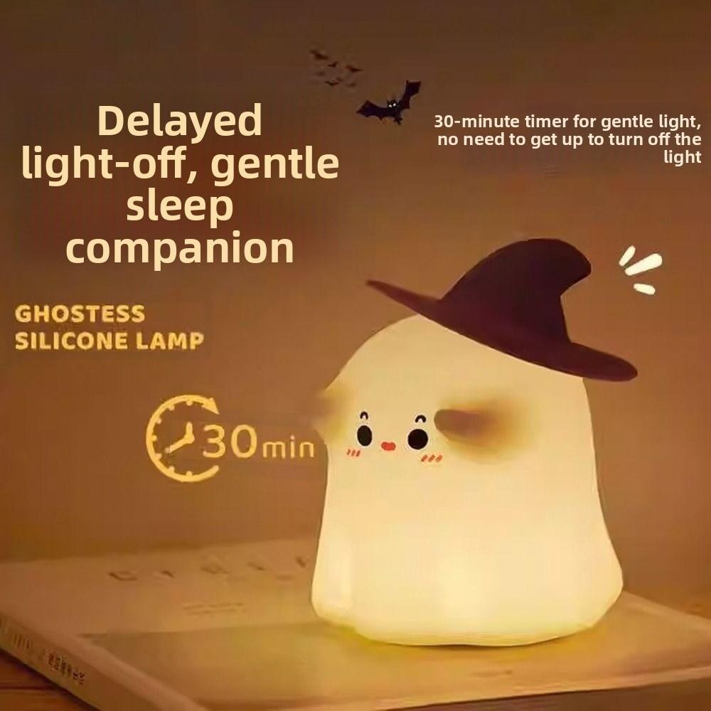 Helloween RGB LED Ночник 3 Уровня Яркости Таймер Спальня Прикроватная Лампа Тыква Призрак Перезаряжаемая Ночная Лампа Настольные Украшения
