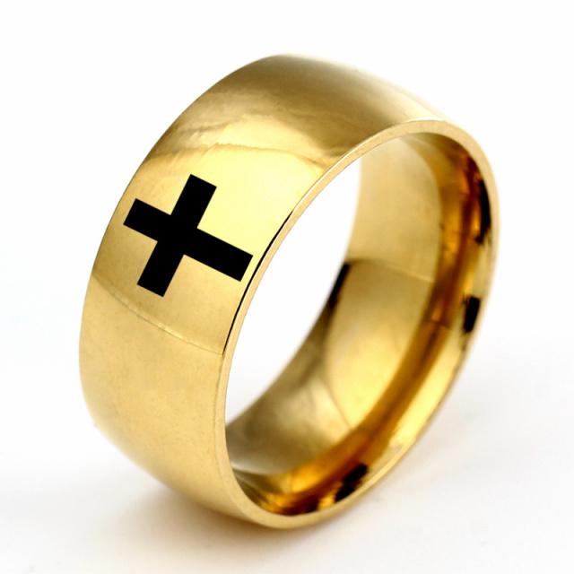 6mm 8mm Stainless Steel Cross Ring Christian Jesus Christ Lord Prayer For Men And Women