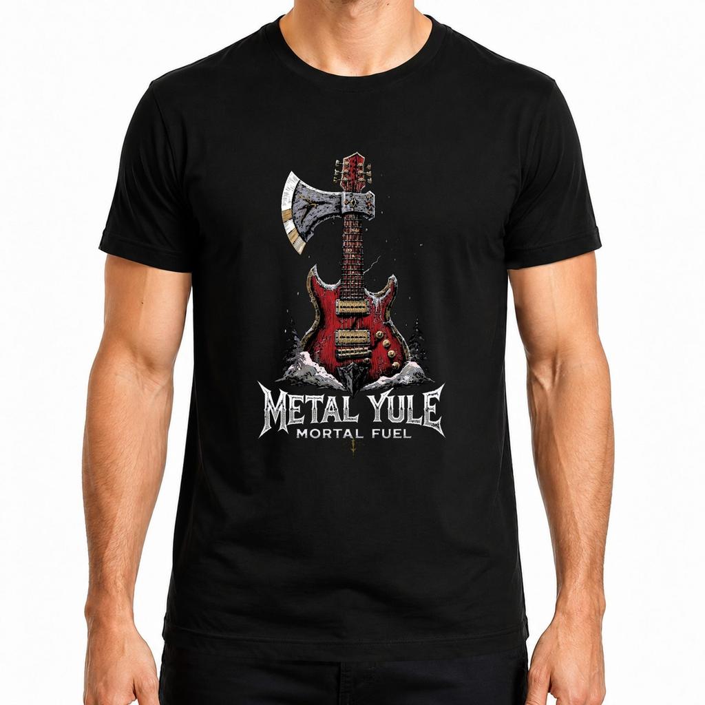 Metal Yule Mortal Fuel Electric Guitar Rock Axe Christmas Hard Rock T-Shirt-
