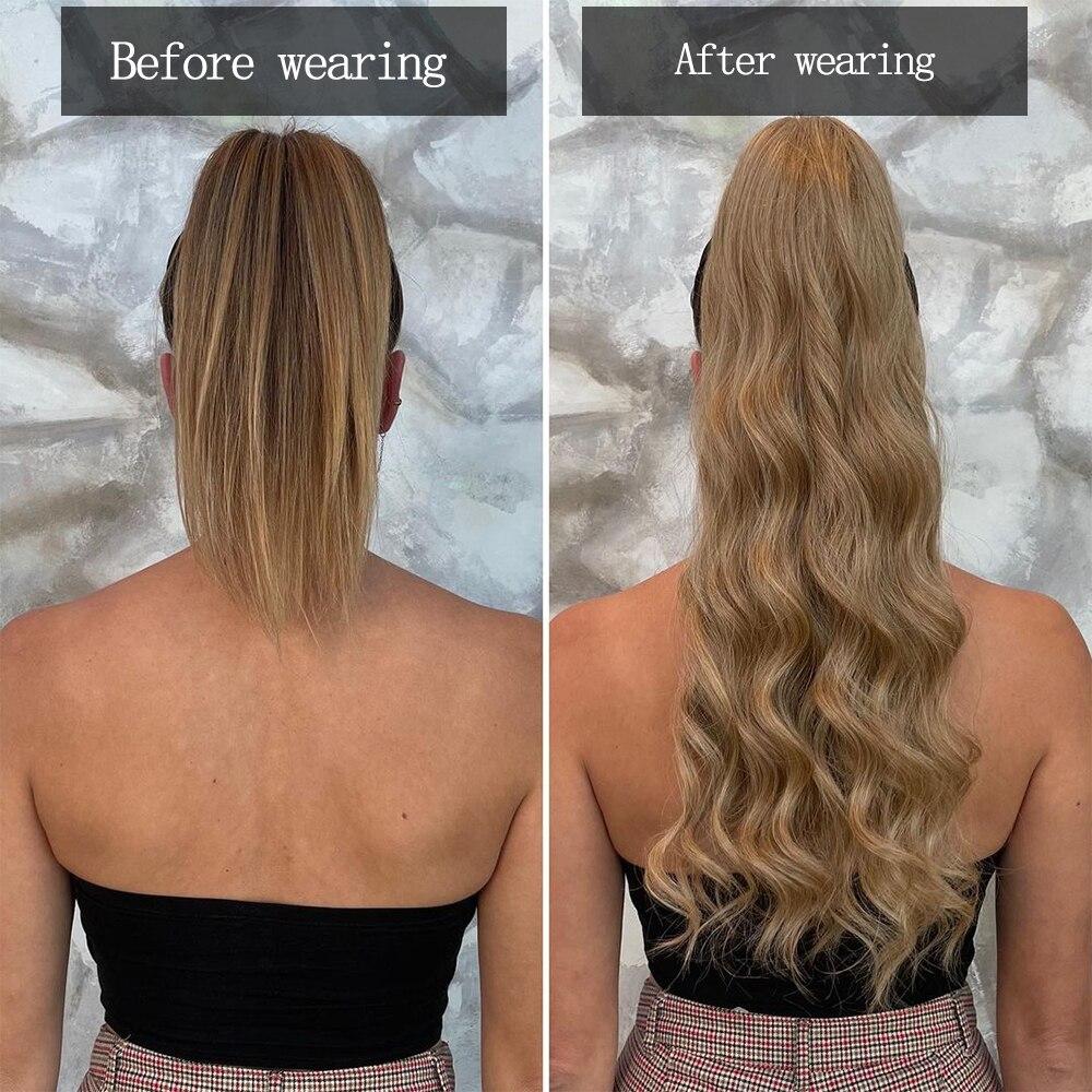 MISSQUEEN 22 34 Inch Wavy Ponytail Hair Extension Synthetic Ponytail Extension Hair for Women Ponytail Hair Hairpiece