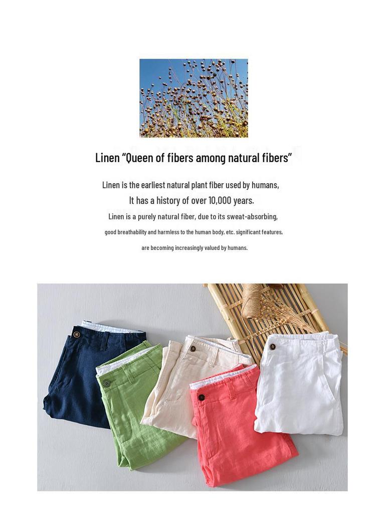 Мужские легкие льняные повседневные шорты - Дышащие, Универсальные, Свободного кроя, Пляжная одежда