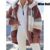 Winter Women's Fashion Hooded Warm Loose Jacket for Women Patchwork Outerwear Zipper Ladies Plus Size Sweaters