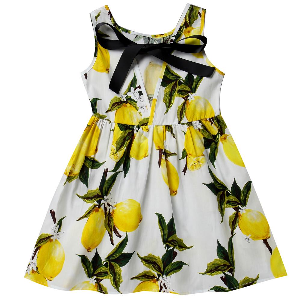 Милое платье для девочки с принтом лимонов или подсолнухов