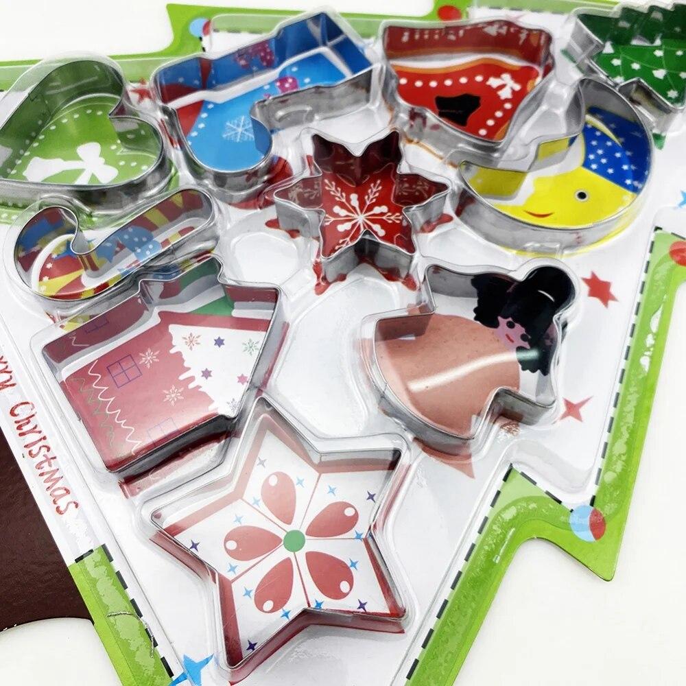 10PCS Cookie Molds Stainless Steel Christmas Theme Fondant Cookie Biscuit Cutter Mold For Cake Decorating Tools Kitchen Baking