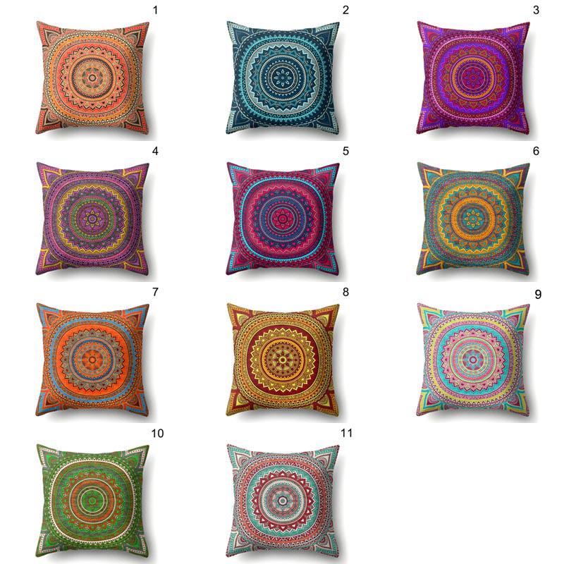 45x45cm Bohemian Cushion Cover Mandala Floral Pattern Peach Pillow Cover for Car Seat Sofa Library Pillow Cover