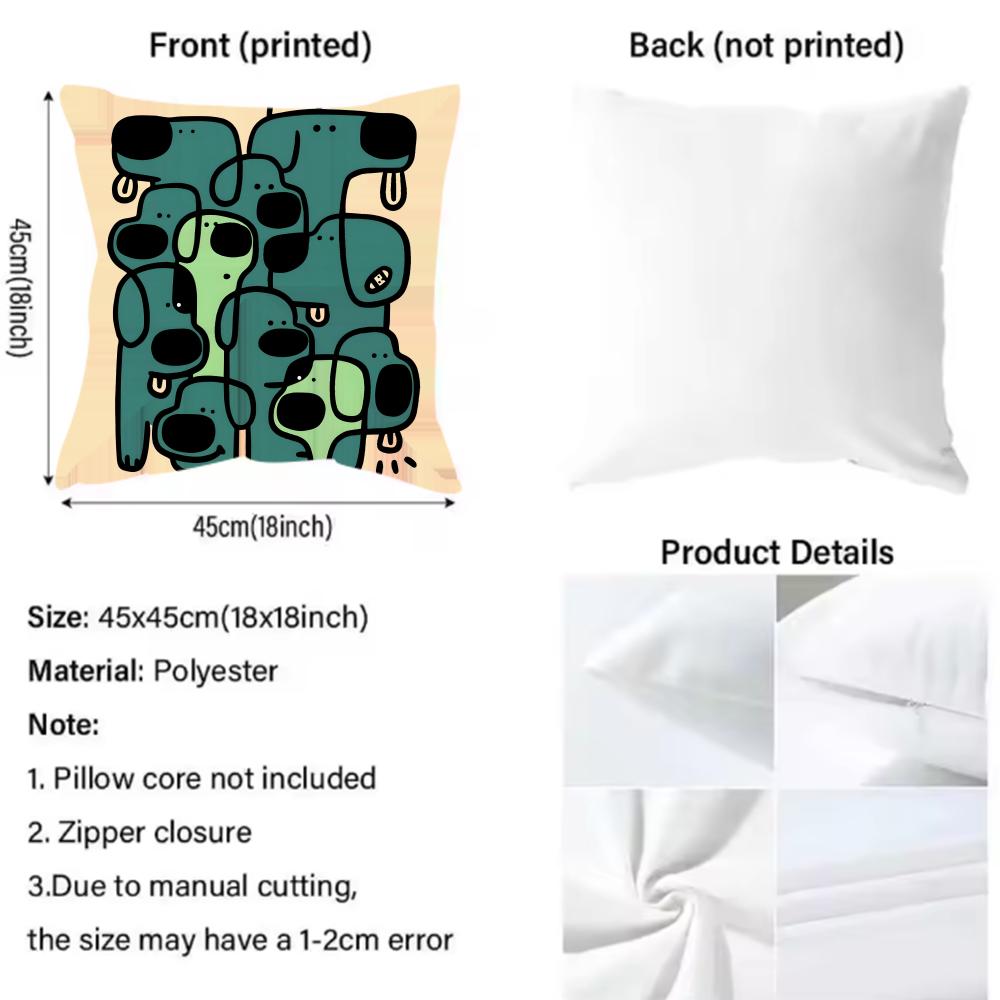 abstract dog Anime Cushion Cover Reversible Plush Pillow Cover – For car, sofa, bedroom, perfect as a gift.
