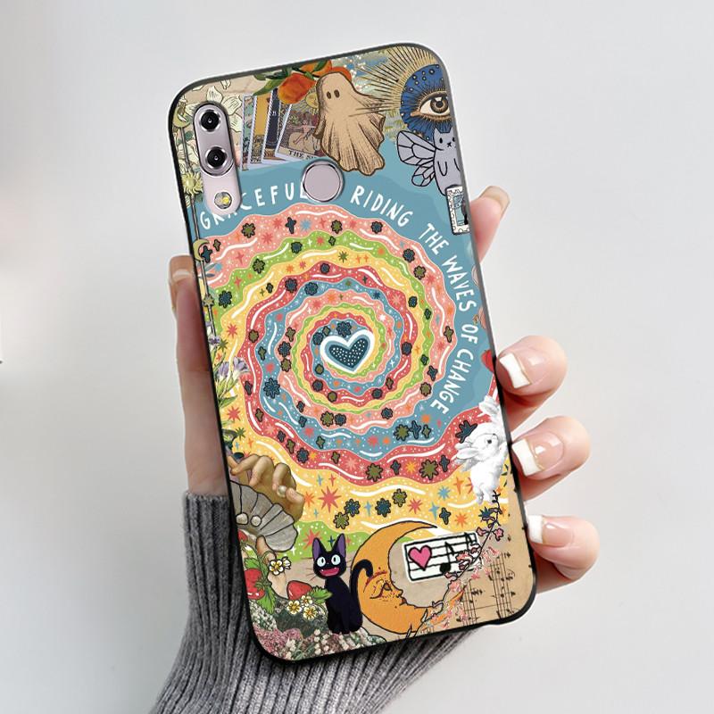 Для Asus Zenfone 5 5z ZS620KL ZE620KL X00QD 6.2" 2018 Ударопрочный чехол для телефона Эстетичный Модный Милый Кот Черный Мягкий Силиконовый Чехол