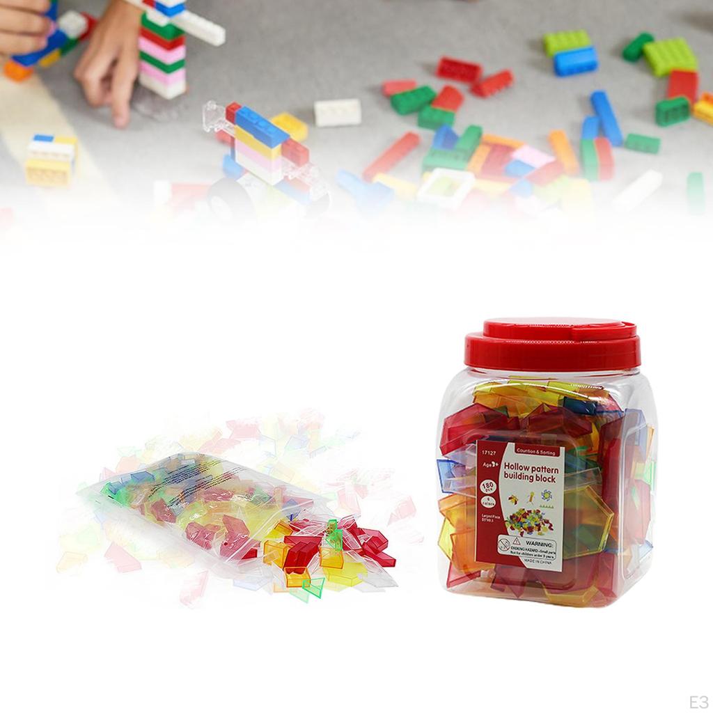 180 Pieces Colorful Shape Blocks for Educational Activities And Creative Play