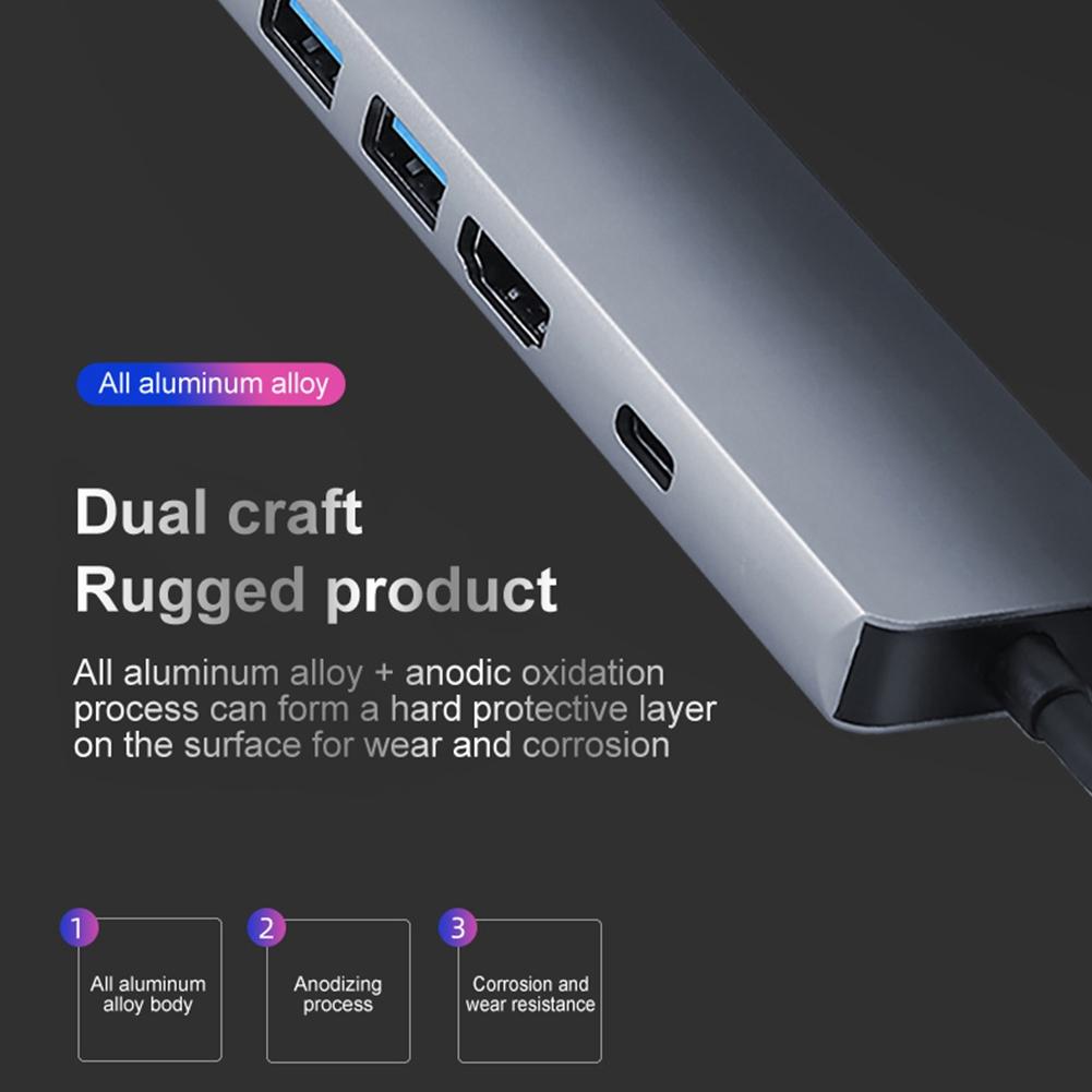 Type-c Hub USB-C To HDMI USB3.0 LAN Ethernet Docking Station Multi-Function USB C Hub Adapter PD Fast Charging For Macbook