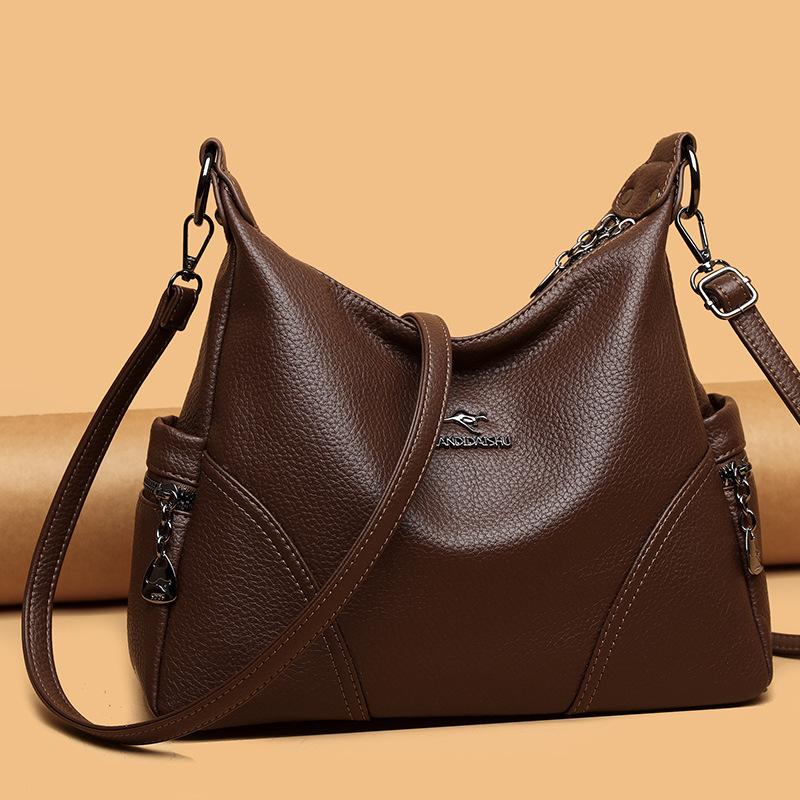 Сумка женская новая текстура мягкой кожи простая большая вместимость сумка-тоут подмышечная женская на плечо