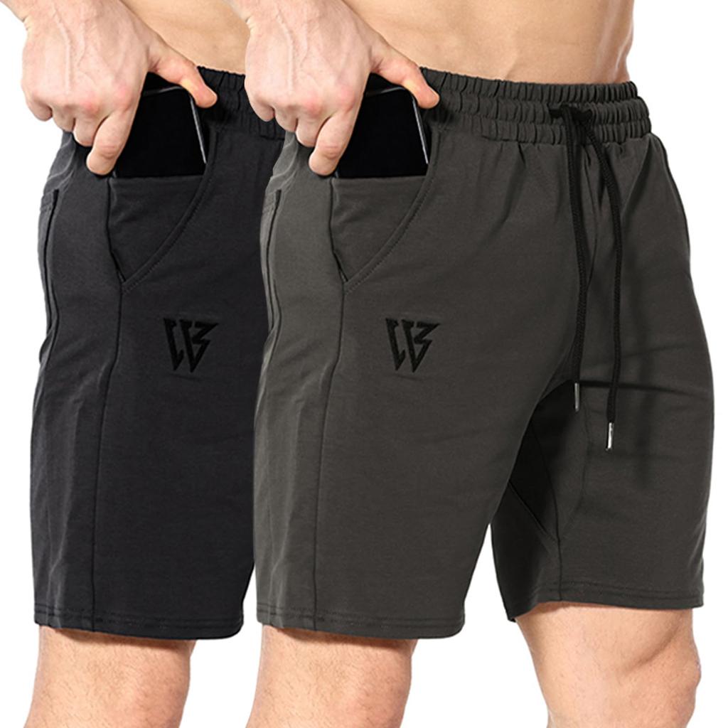 Breathable and Stretch Training Shorts for and Running Size Men's Sports, Workouts, (Black/Olive Gray, M)