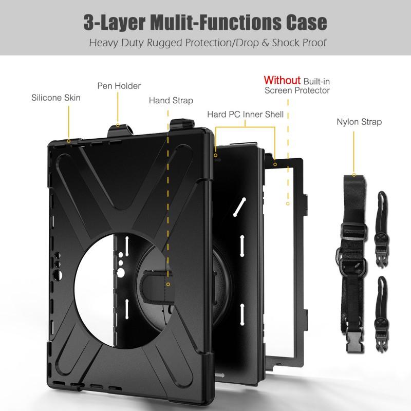 Tablet Case Surface Pro 4/5/6/7 Pen Slot Stand Strap Shockproof