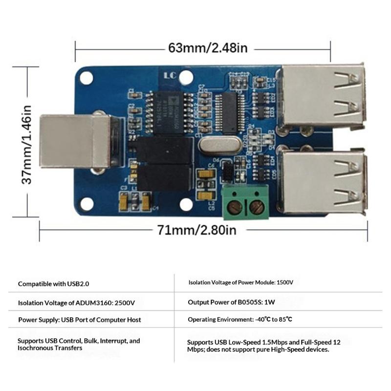 USB-изолятор 2500В USB-хаб-изолятор USB-плата изоляции ADUM3160 Поддержка USB-управления Поддержка передачи 480 Мбит/с