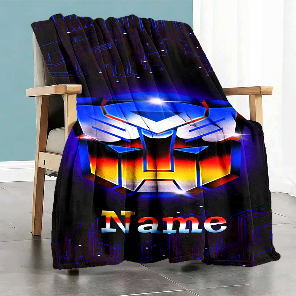 Transformers Fans (23) Personalized Text Blanket Cozy Customizable Blanket Soft Warm Cozy Suitable for Bedding Livingroom Picnics Home Decor