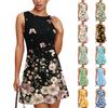 Женское летнее платье повседневное без рукавов с круглым вырезом с цветочным принтом сарафан-майка